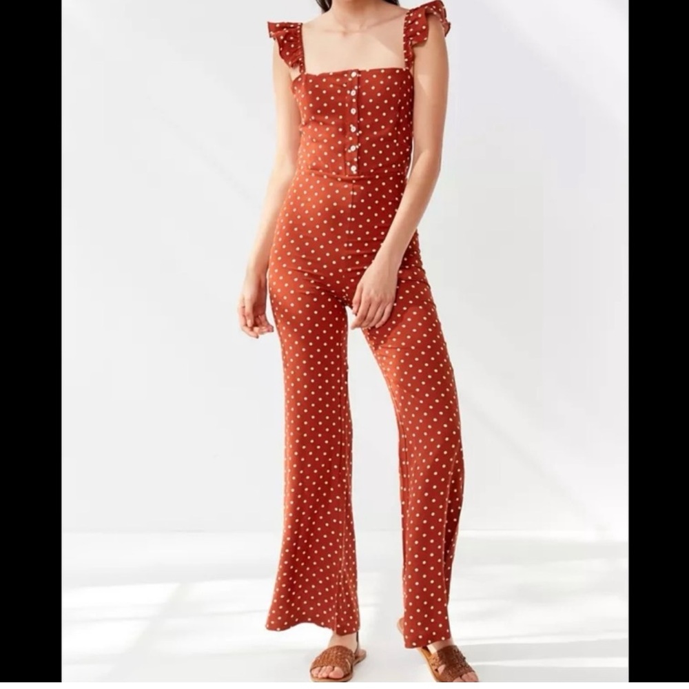 NWT Women's Polka Dot Jumpsuit - Burnt orange Small